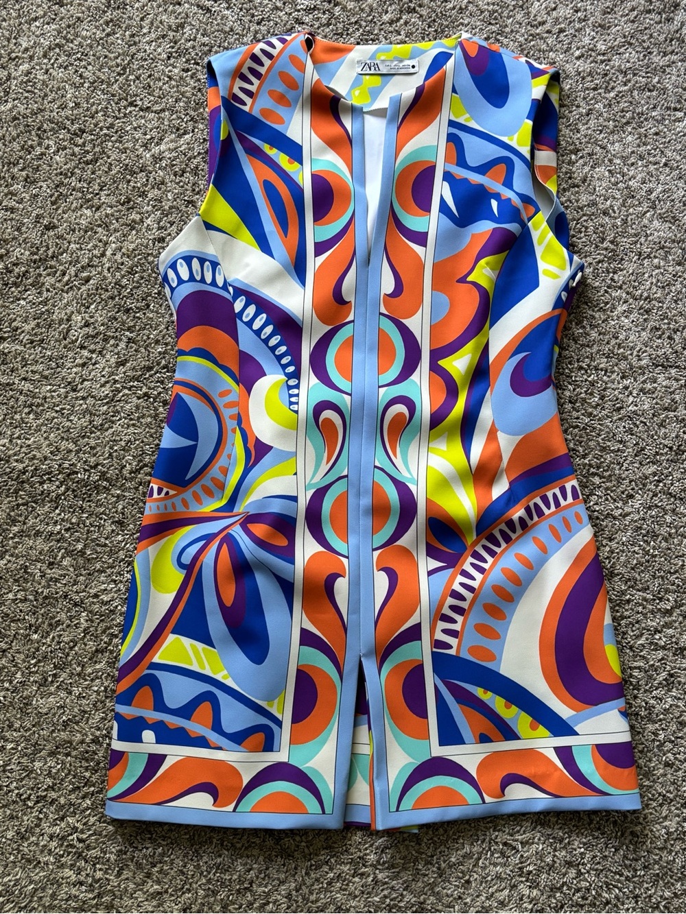ZARA Multicolor Psychedelic Print Sleeveless Dress